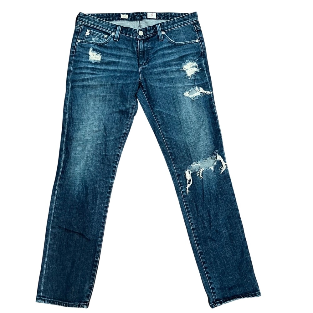 AG Adriano Goldschmied Stilt Cigarette Leg Women Blue Distressed Jeans 31R